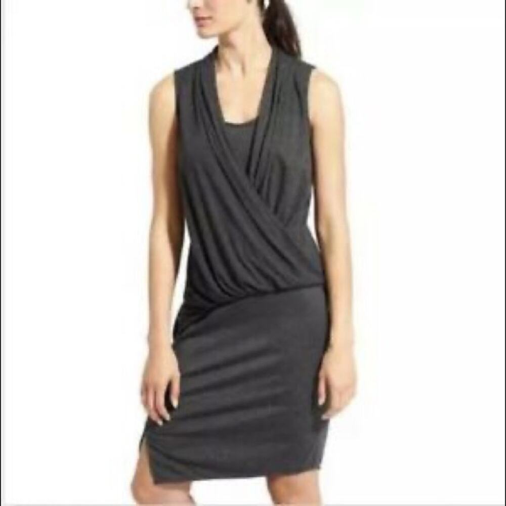 Athleta Charcoal Gray‎ Faux Wrap Duet Dress